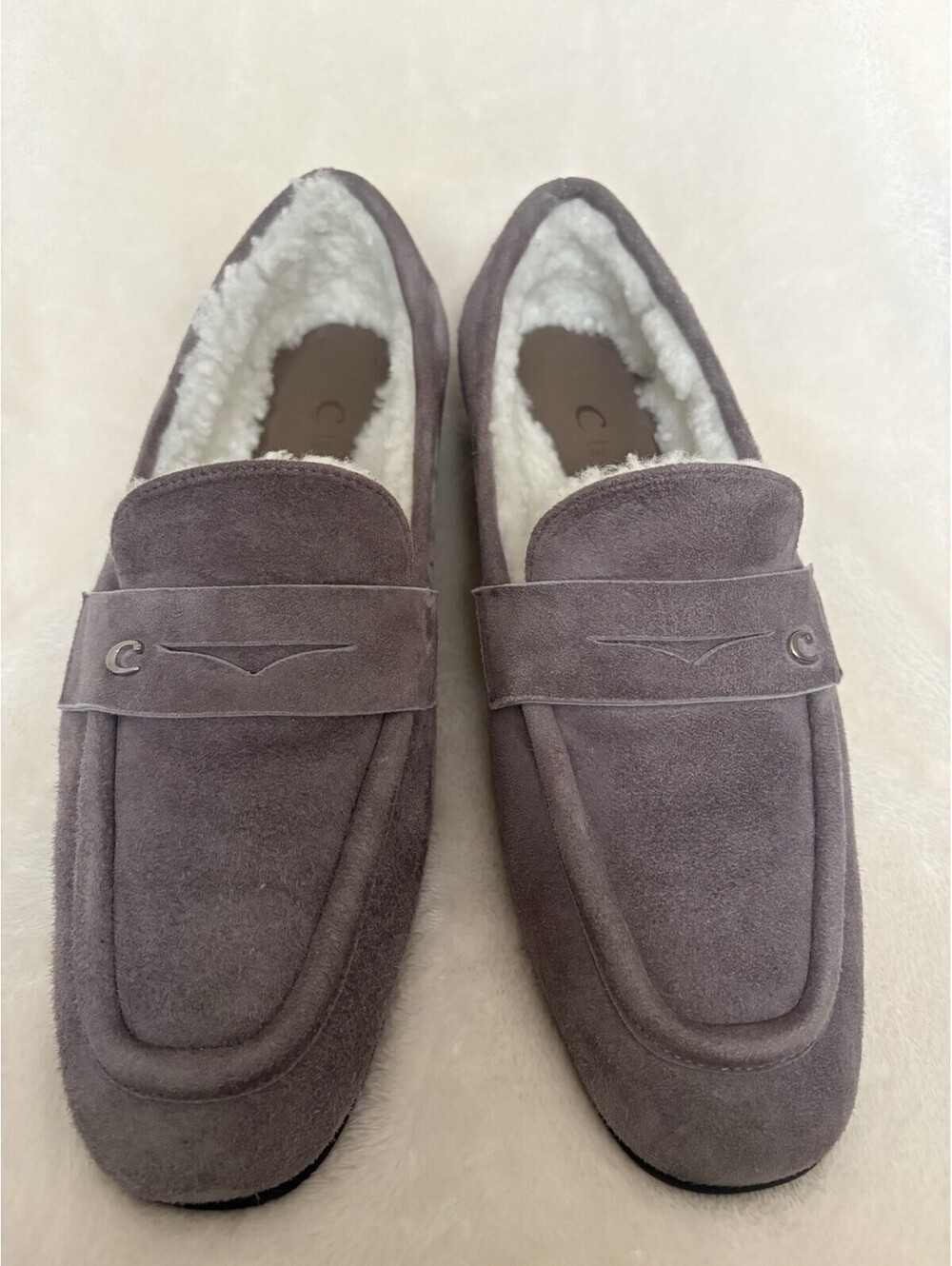 La Canadienne Gray Suede Faux Fur Lined Slip-On Slippers Women’s US 9.5 EU 40